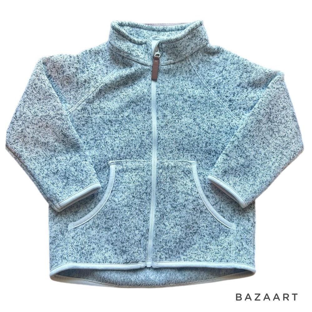 H&M fleece heather grey leather zip up jacket
